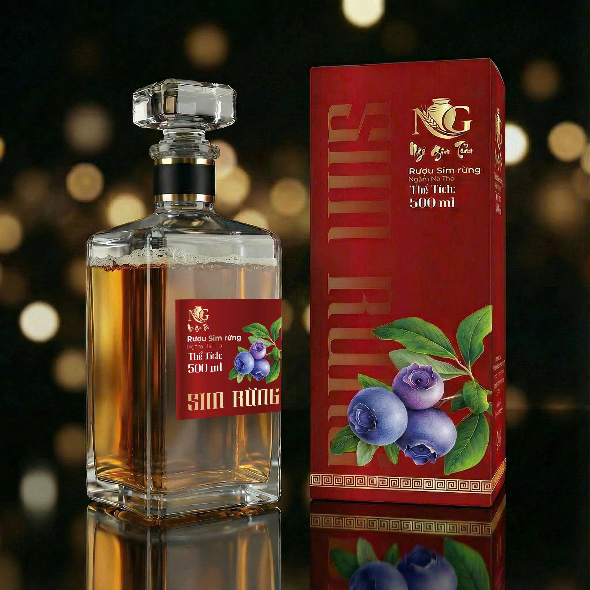 Rượu sim hộp quà chai vuông 500 ml