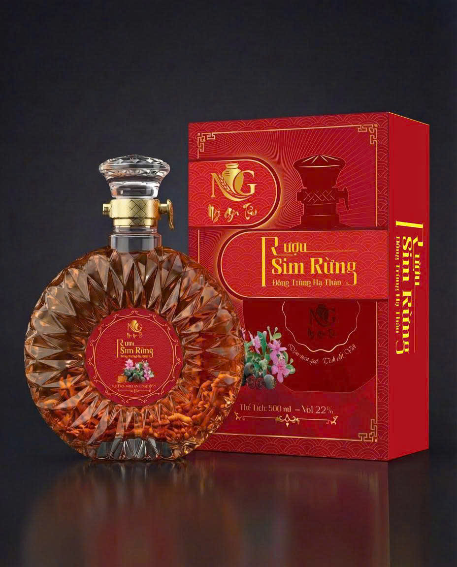 Rượu sim đông trùng hạ thảo hộp quà